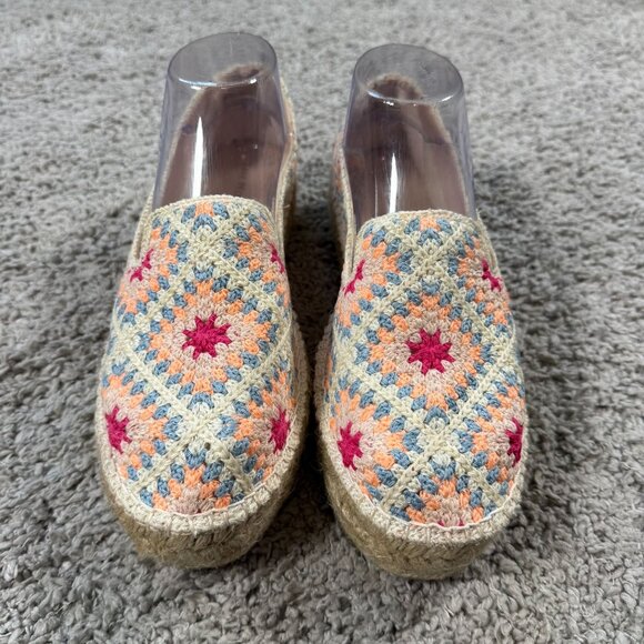 Free People NWOB Gran Via Espadrilles Women 39 Crochet Multicolor Slip On - Picture 2 of 7